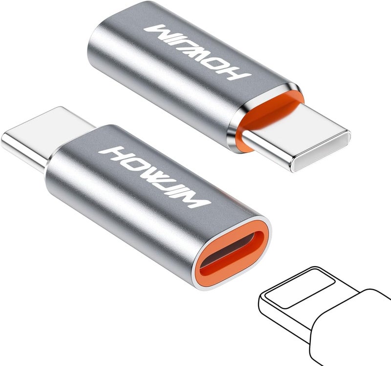 HOWJIM Light-ning to USB C Adapter 2Pack,PD27W/66W QC100W Fast Charging Data Transfer,Type C Charger Converter Cable for Phone 17/16/15 Serie Pad G-alaxy,Not for Headphones/OTG/Flash Drive/A-pple Pencil Gray - Image 1